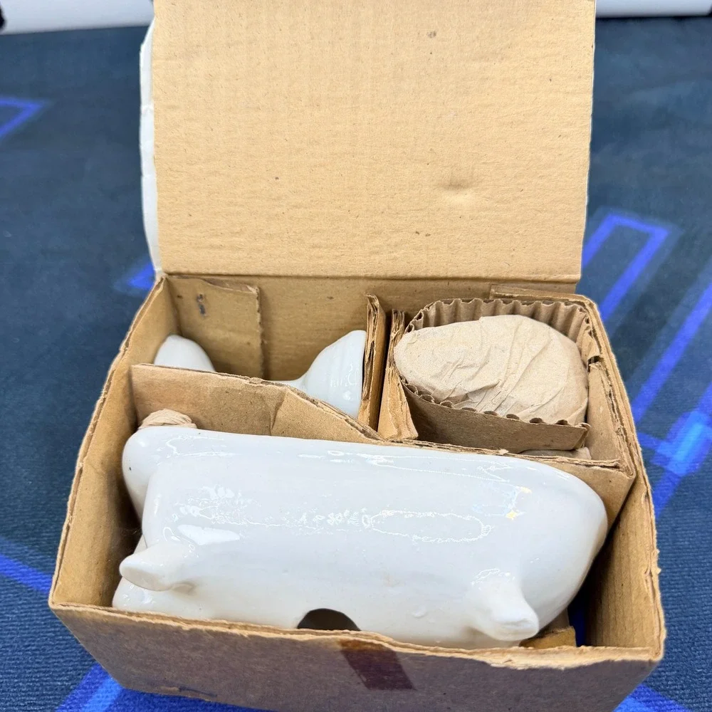 Vintage 1976 1:12 Dollhouse Porcelain Bathroom Set Clawfoot Tub Toilet NIB 92763